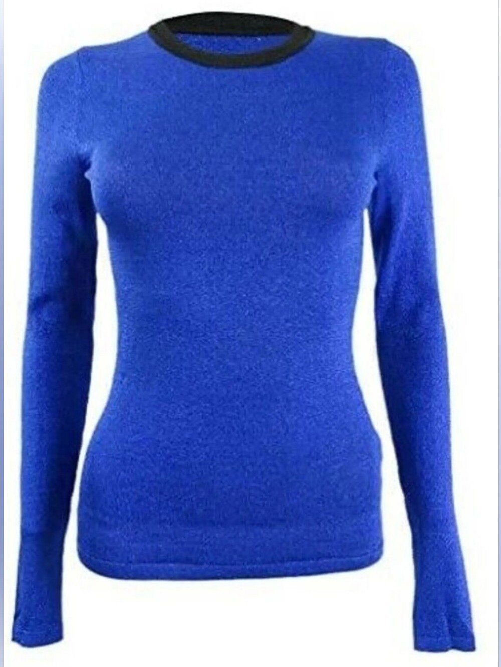 NWOT! Fall Shimmer Metallic Barbiecore Glam Top Women's Knit Blue Sweater Medium